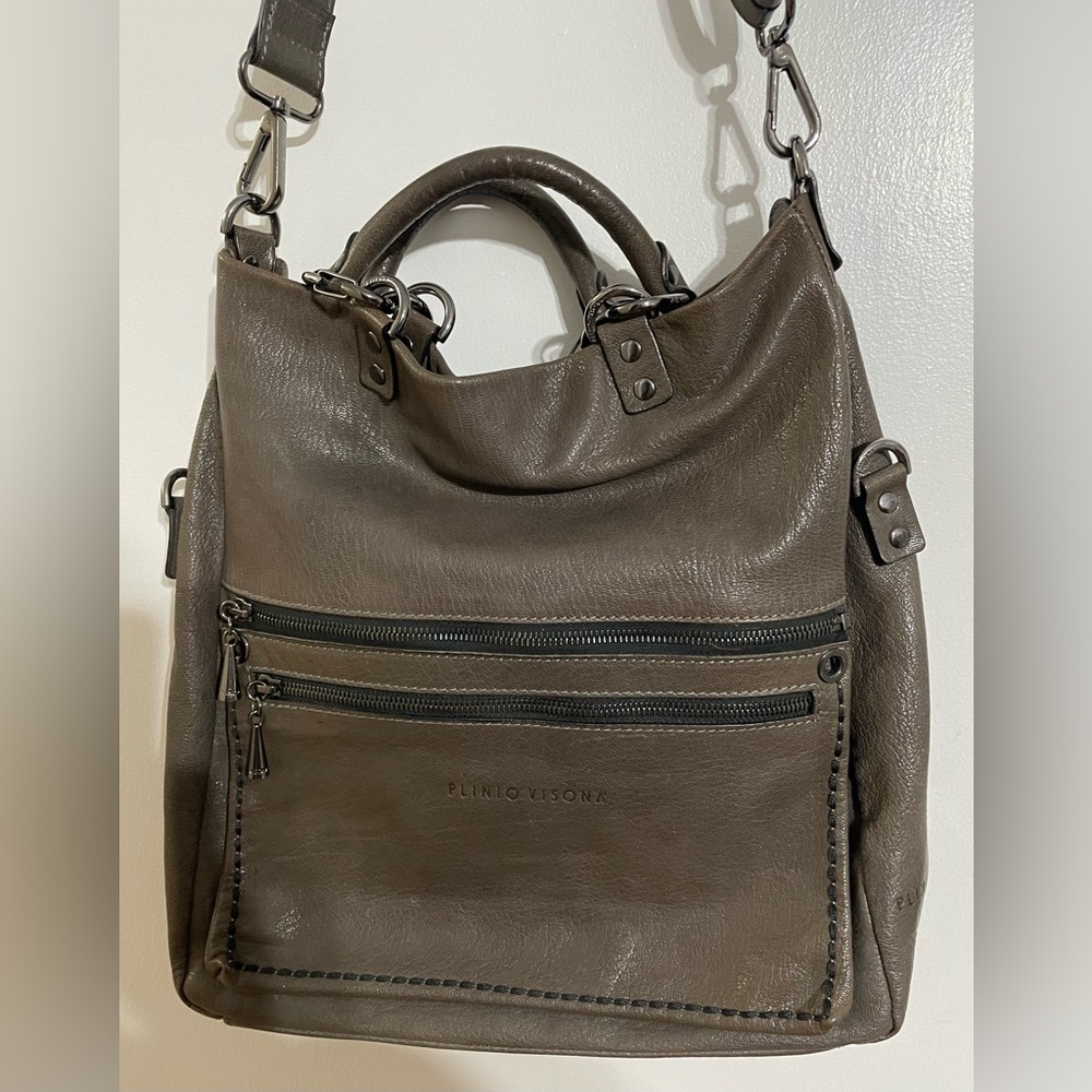 Plinio Visona 2 in 1 Large Brown Pebbled Leather Shoulder Bag(s) from Italy ๐ฎ๐น